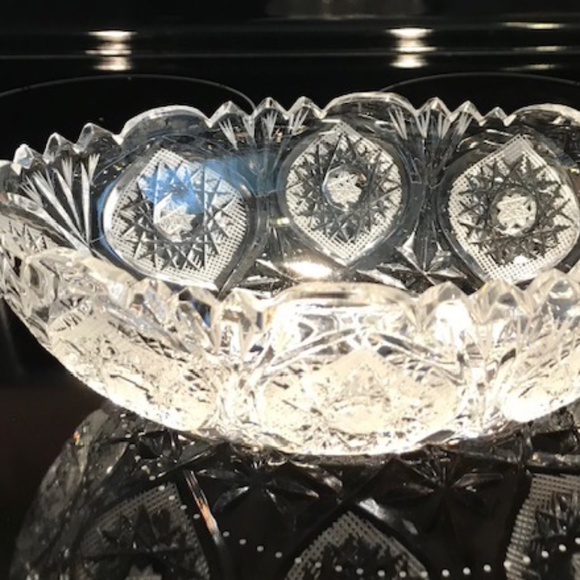 Vintage Crystal Salad Bowl - Picture 3 of 10